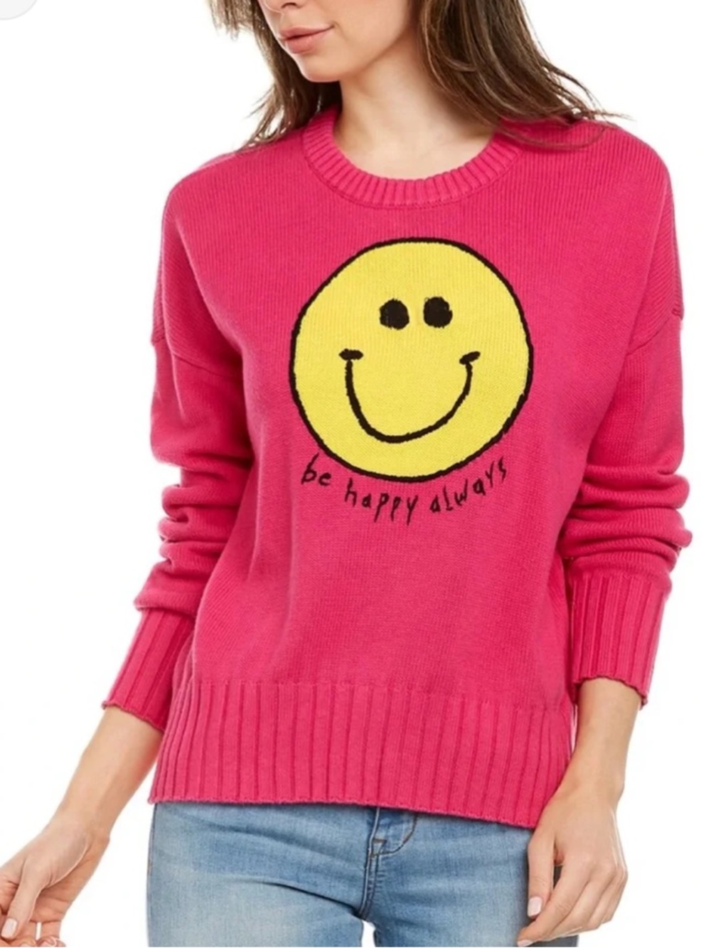 Minnie Rose cashmere smiley face sweater